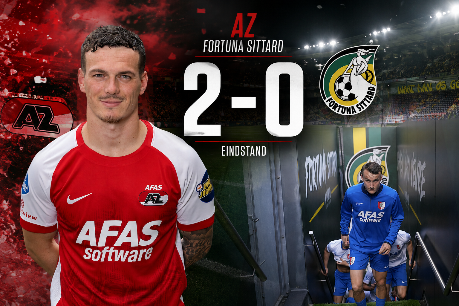 AZ wint moeizaam van tiental Fortuna dankzij twee goals Hornkamp
